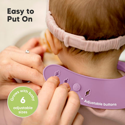 KeaBabies 2-Pack Silicone Baby Bibs for Eating - Sturdy Food-Grade Silicone Bibs for Babies Girl