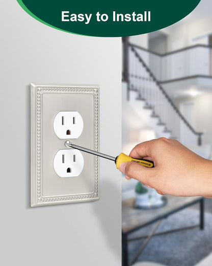 2-Pack Single Toggle Light Switch Cover Plate, Pearls Decorative Switch Plate Covers, Brushed