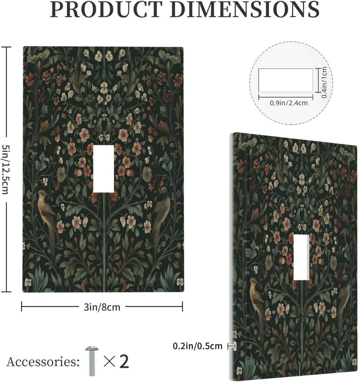 Decorative Light Switch Cover Vintage Morris Colorful Flower Green Leaf 1 Gang Single Toggle Device
