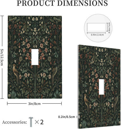 Decorative Light Switch Cover Vintage Morris Colorful Flower Green Leaf 1 Gang Single Toggle Device