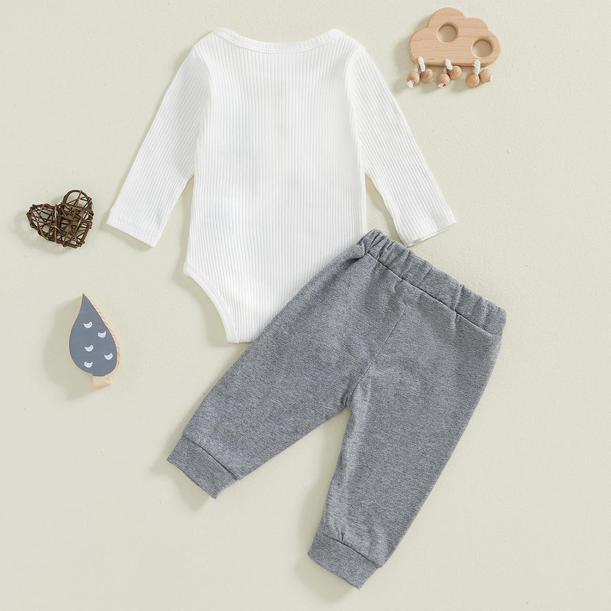 fhutpw Baby Boy Clothes 3 6 12 18 Months Ribbed Knitted Long Sleeve Romper and Pants Sets Newborn