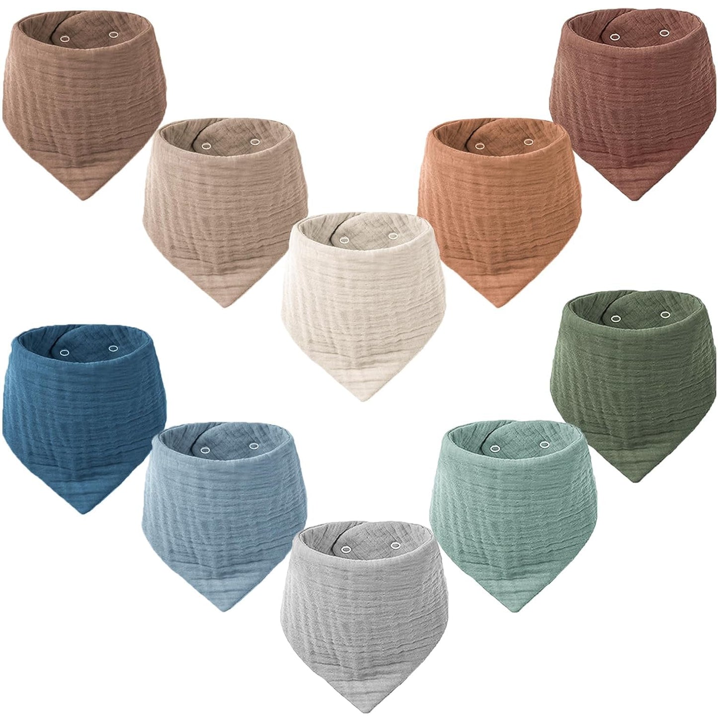 Konssy Muslin Baby Bibs 10 Pack Baby Bandana Drool Bibs 100% Cotton for Unisex Boys and Girls, Soft