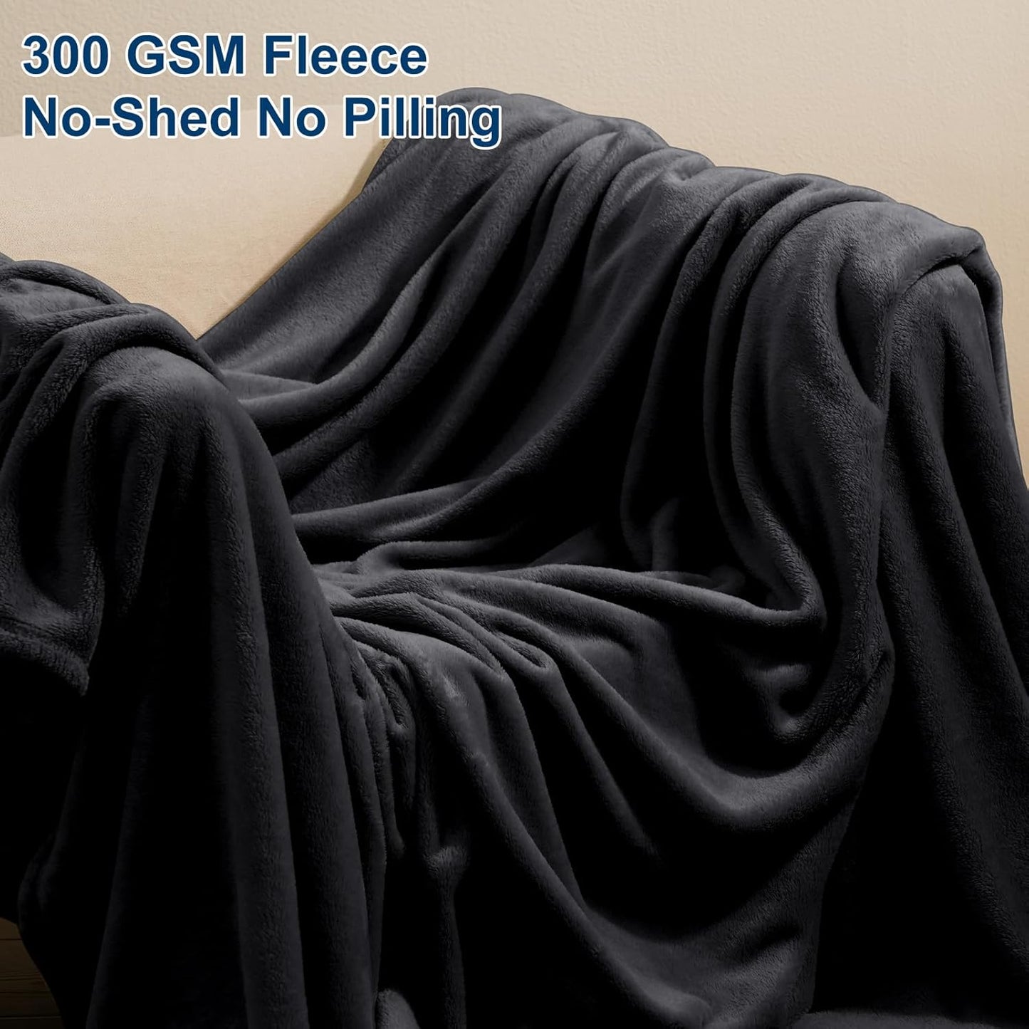 PHF Ultra Soft Fleece Blanket Queen Size, No Shed No Pilling Luxury Plush Cozy 300GSM Lightweight