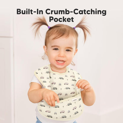 3-Pack Waterproof Baby Bibs for Eating - Lightweight Toddler Feeding Bibs with Large Food Catcher