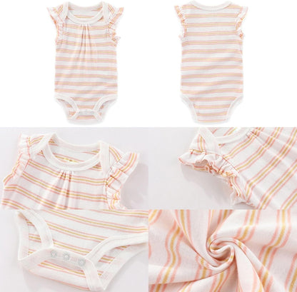 Four Seasons Baby Boy Girl Bodysuits 5-Pack Cotton Comfort Short Sleeve Baby Clothes Soft Infant