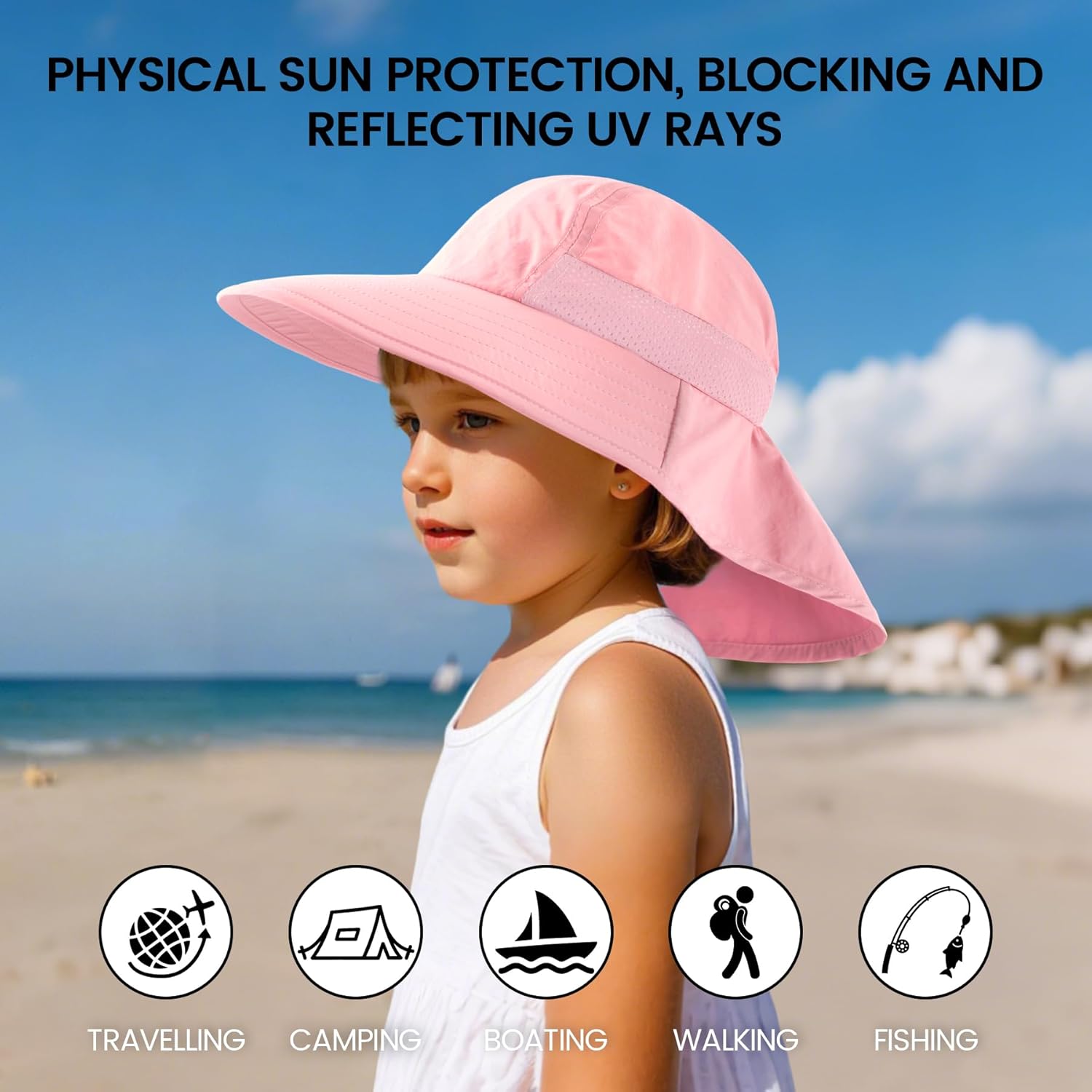 Baby Sun Hat with Neck Flap for Sun Protection Toddler Beach Hat UPF 50+ Outdoors 0-6 Years Boys