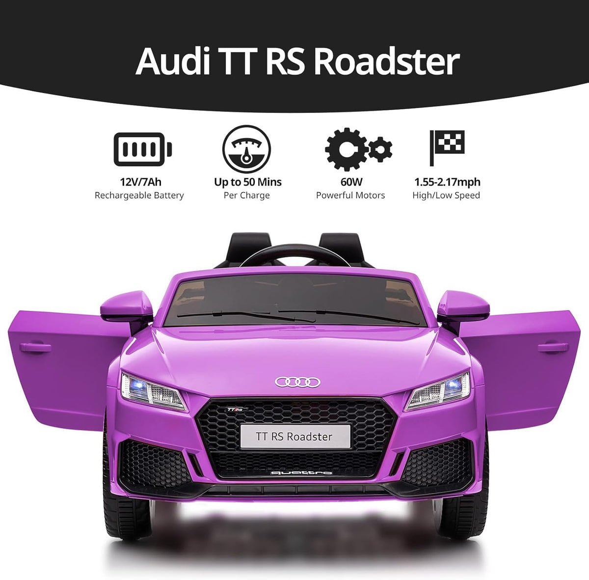 Electric Ride on Car for Kids, Licensed Audi 12V 7Ah Kids Ride-on Toy for Toddlers Girls with