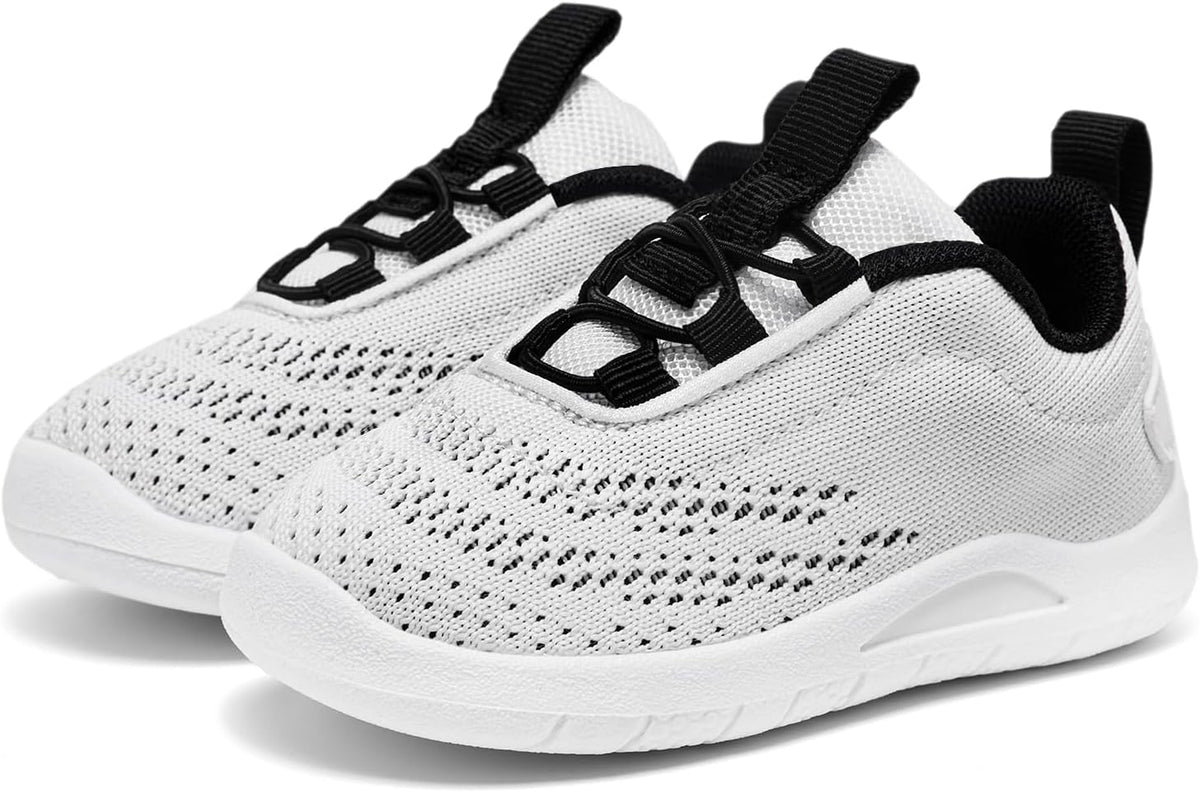 MORENDL Toddler Slip On Sneakers Baby Walking Shoes Non-Slip Breathable Unisex Pink Mesh Lace-Up