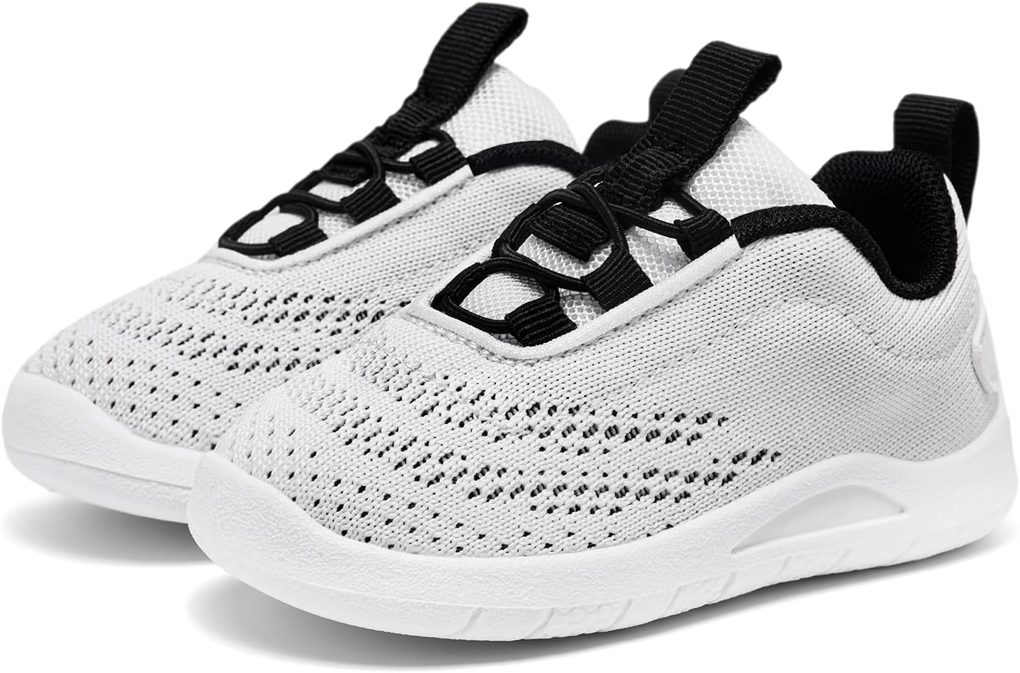 MORENDL Toddler Slip On Sneakers Baby Walking Shoes Non-Slip Breathable Unisex Pink Mesh Lace-Up
