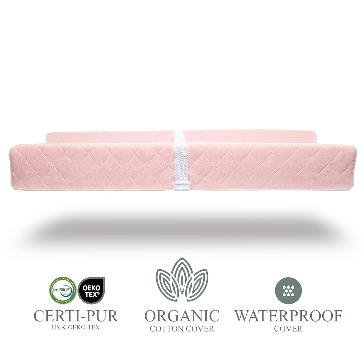 Organic Cotton Contoured Baby Changing Pad w/Waterproof Foam Mattress, Includes Soft, Removable &
