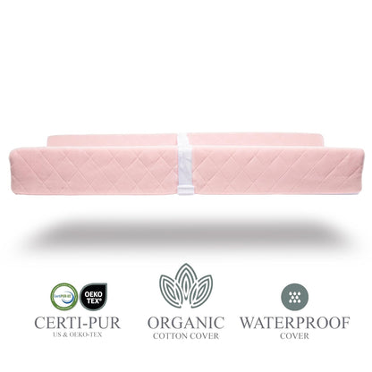 Organic Cotton Contoured Baby Changing Pad w/Waterproof Foam Mattress, Includes Soft, Removable &
