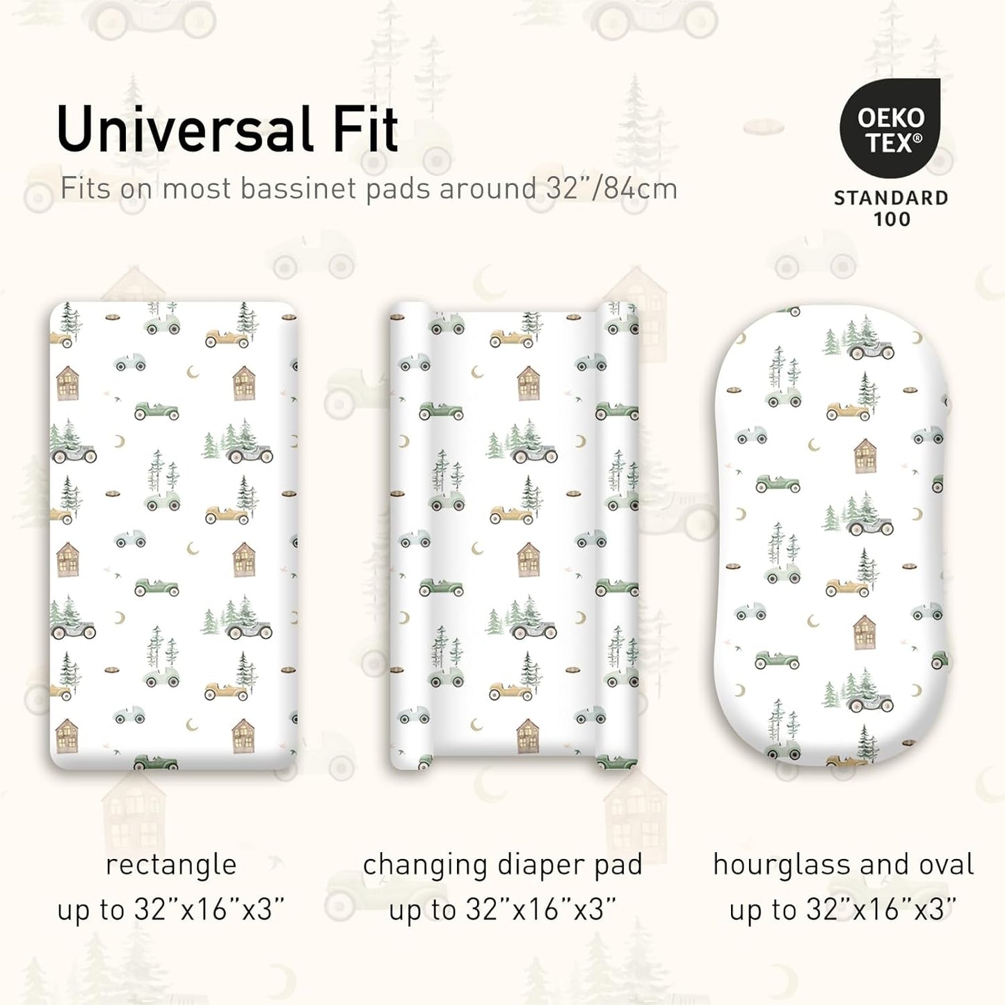 Gllquen Baby Bassinet Sheets 4 Pack, Breathable Cozy Fitted Mattress Sheet, Elastic Travel Crib