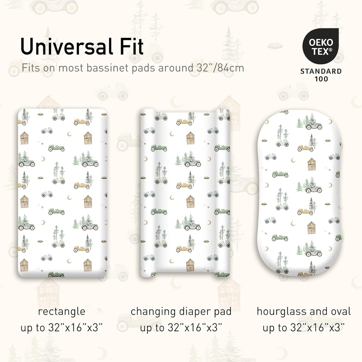 Gllquen Baby Bassinet Sheets 4 Pack, Breathable Cozy Fitted Mattress Sheet, Elastic Travel Crib