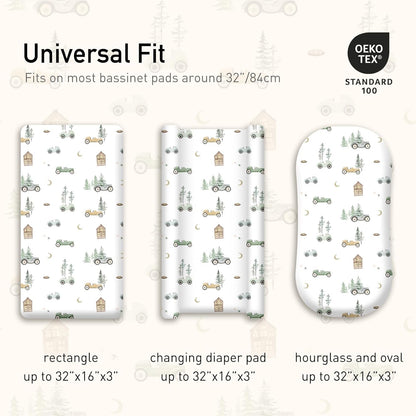 Gllquen Baby Bassinet Sheets 4 Pack, Breathable Cozy Fitted Mattress Sheet, Elastic Travel Crib