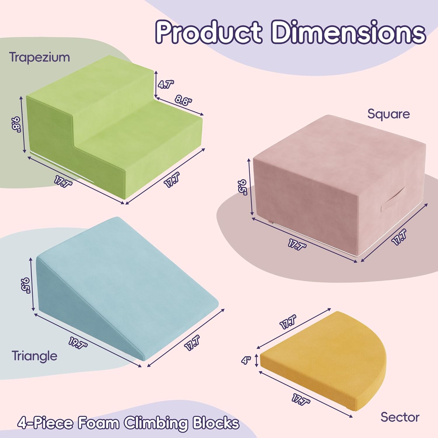 4 Piece Foam Climbing Blocks for Toddlers, Baby Climbing Gym with Ultra High Density Foam for