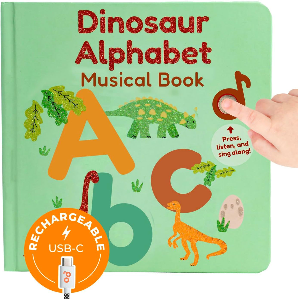 Cali's Books Dinosaur Alphabet Book for Toddlers 1-3 - Learn Dino ABC, Musical Books for Kids