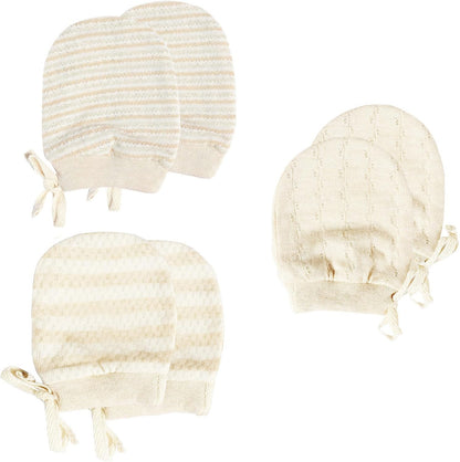 Newborn Mittens No Scratch 100% Organic Cotton 3 Packs Mitts Baby Boy Girl Neutral With String 0-12
