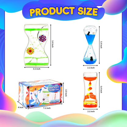 3 Types Liquid Motion Bubbler Liquid Timers for Kids Sensory Fidget Toys Small Calming Toys Autism