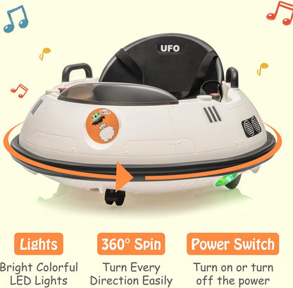 12V Electric Ride on Bumper Car for Toddlers, Kids Bumper Car with Remote Control, 360 Degree Spin