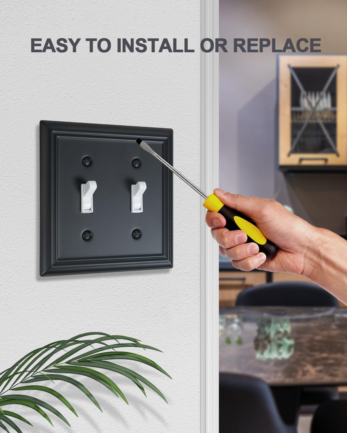 2-Pack Double Toggle Wall Plates, Durable Metal Light Switch Covers, Decorative Switch Plate Covers