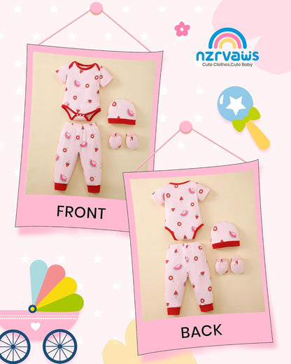 NZRVAWS Newborn Baby Boy Girl Clothes Unisex Infant Romper Pants Set Hat 4-Pack Outfits 0-12 Months