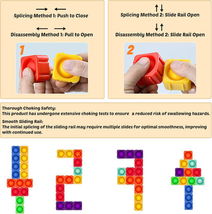 Giant Pop Blocks Bubble Premium Silicone Pop Fidget Blocks for Endless Joy and Education - Vibrant