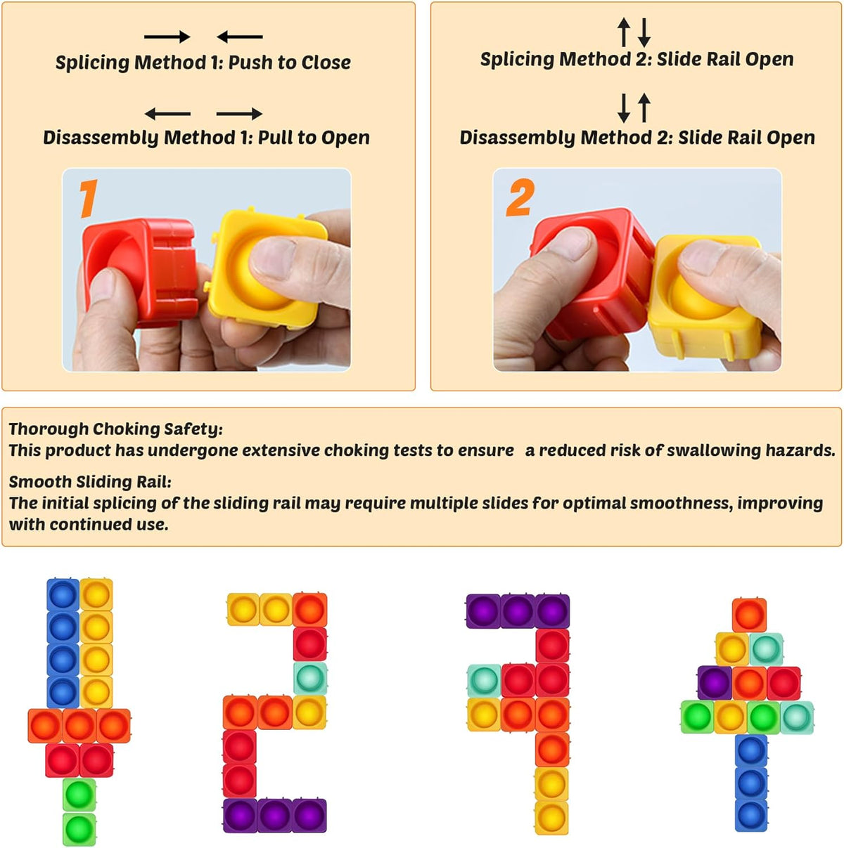 Giant Pop Blocks Bubble Premium Silicone Pop Fidget Blocks for Endless Joy and Education - Vibrant