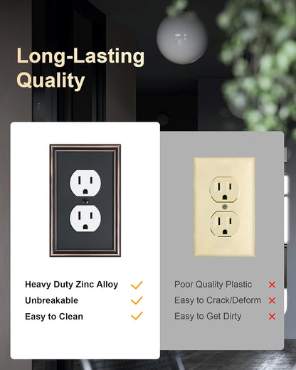 6-Pack Single Duplex Outlet Cover Plate, Decorative Aged Bronze Switch Plates and Outlet Covers