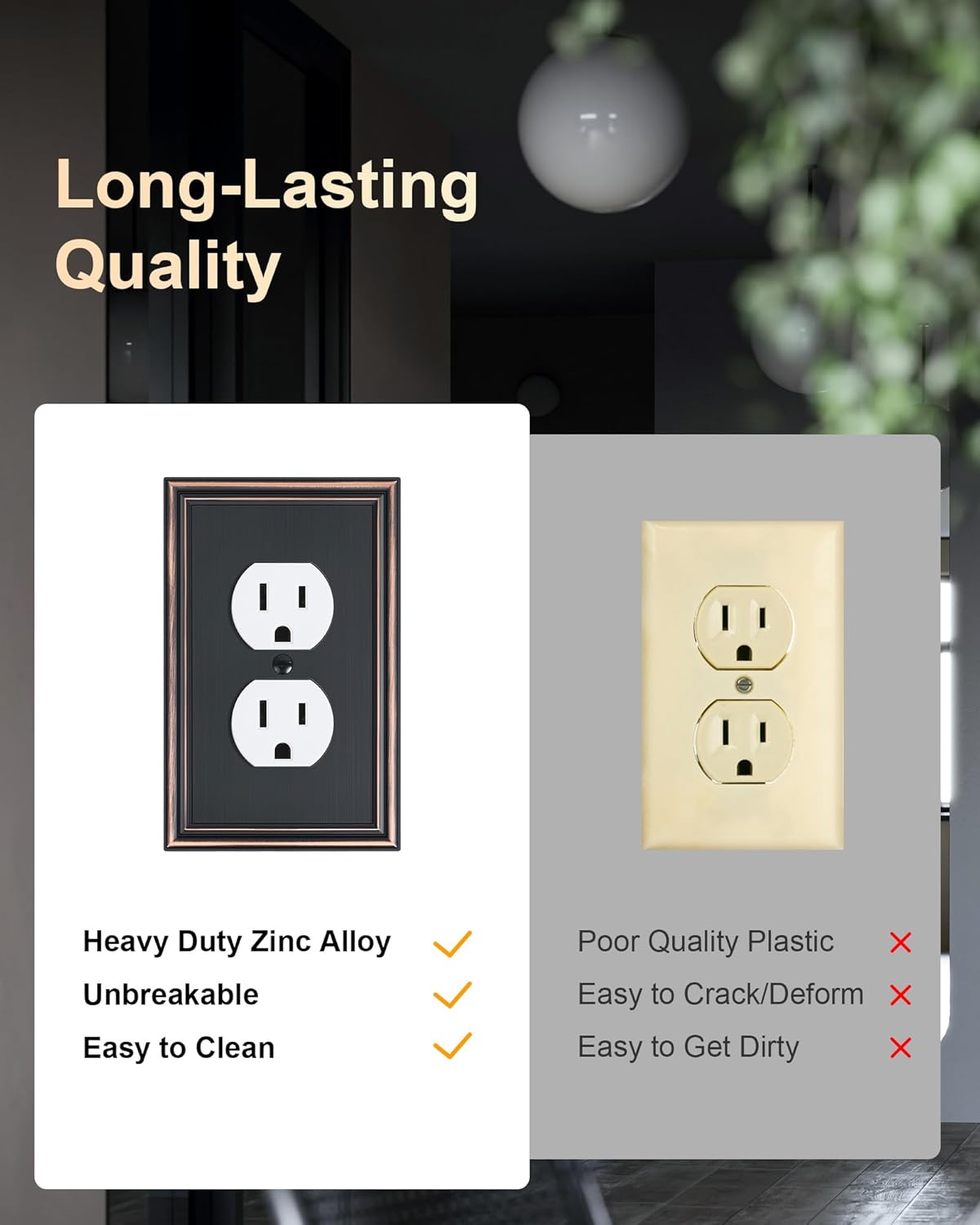 2-Pack Single Duplex Outlet Cover Plate, Decorative Aged Bronze Switch Plates and Outlet Covers