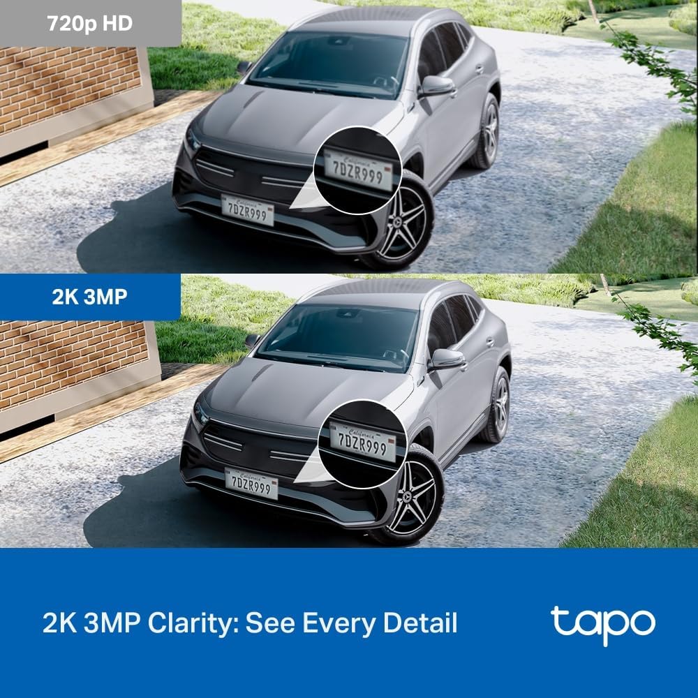 Tapo 2K 3MP Pan/Tilt Indoor/Outdoor Security Camera, Free Person/Baby Cry Detect & Motion Track