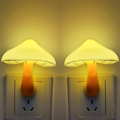 AUSAYE 2 Pack Sensor LED Night Light Plug in NightLight Energy Saving Wall Lamp Mushroom Night