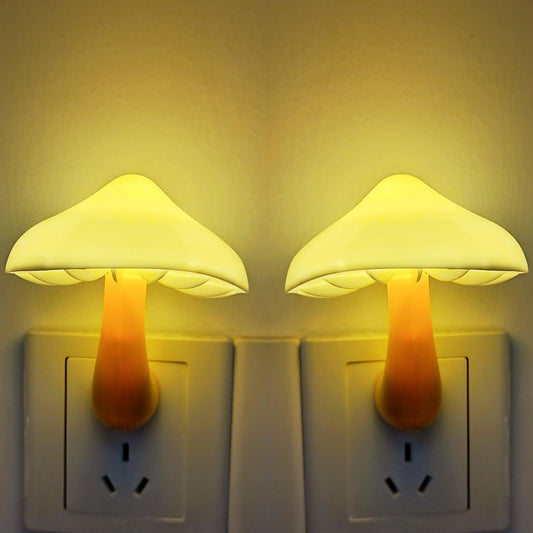 AUSAYE 2 Pack Sensor LED Night Light Plug in NightLight Energy Saving Wall Lamp Mushroom Night