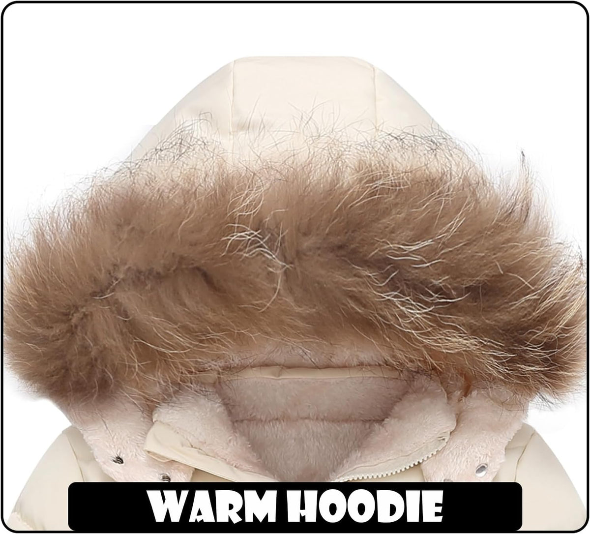 Toddler Winter Coat Baby Jacket Snow Boy Hoodie Puffer Girl Fleece Clothes 1-5T