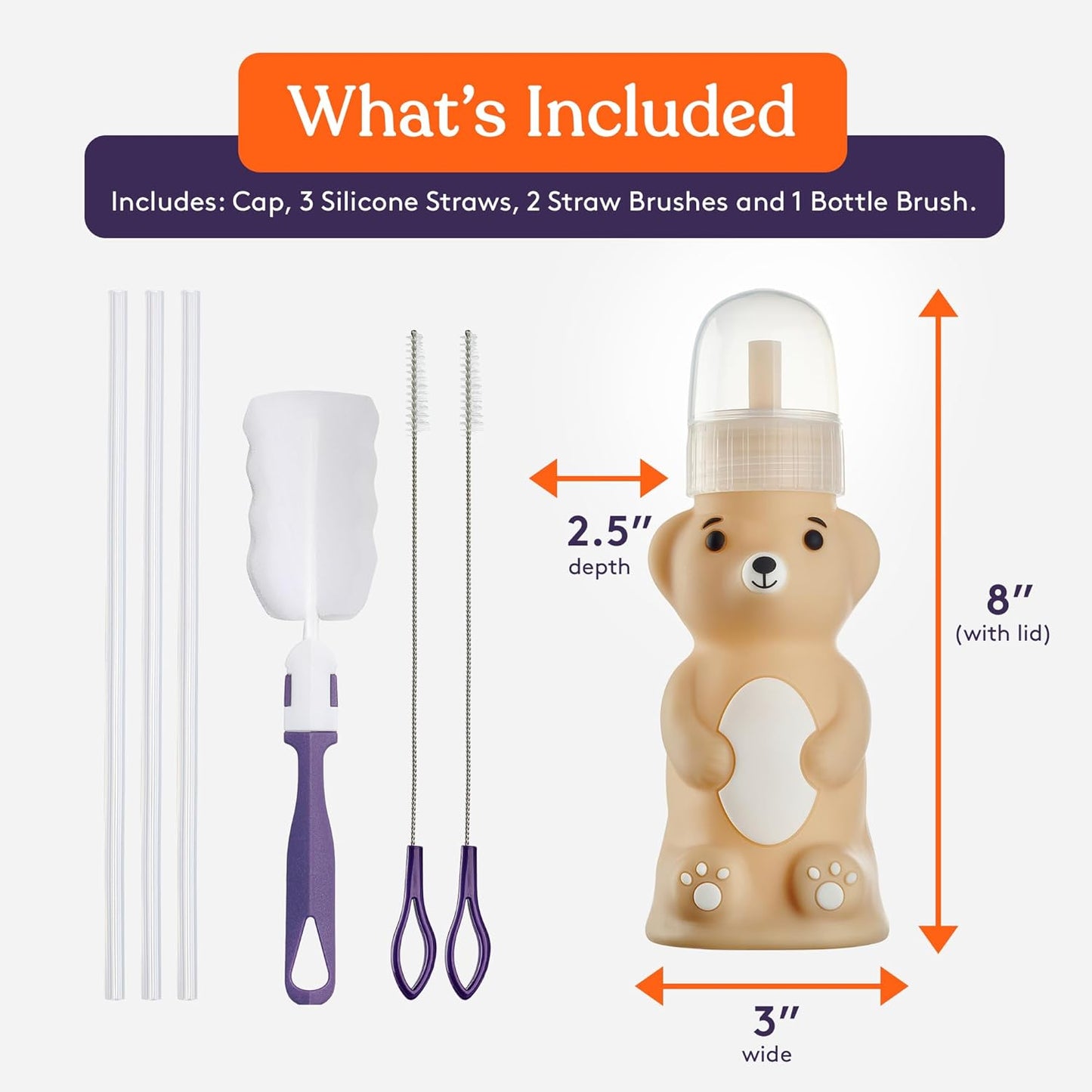 Special Supplies Honey Bear Straw Cup Long Straws, Squeezable Therapy and Special Needs Assistive