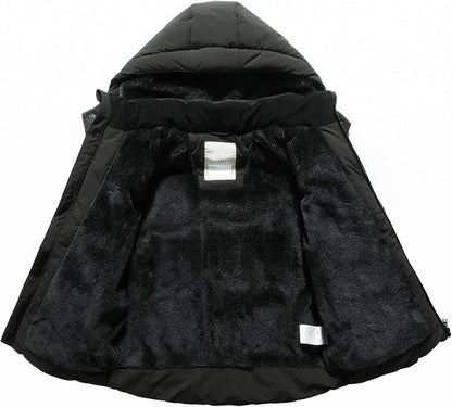 Kids Boy's Winter Coat Fleece Lined Waterproof Jacket Puffy Cotton Coat Thick Hooded Down Outdoor