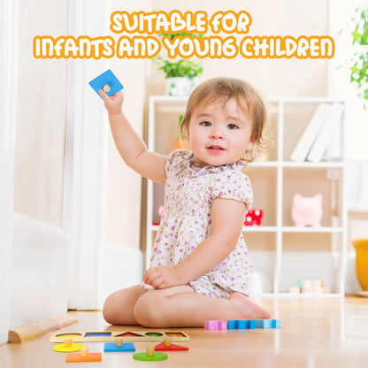 Montessori First Jumbo Knob Wooden Shape Puzzles for Toddlers,Montessori Multiple Peg Shapes Puzzle