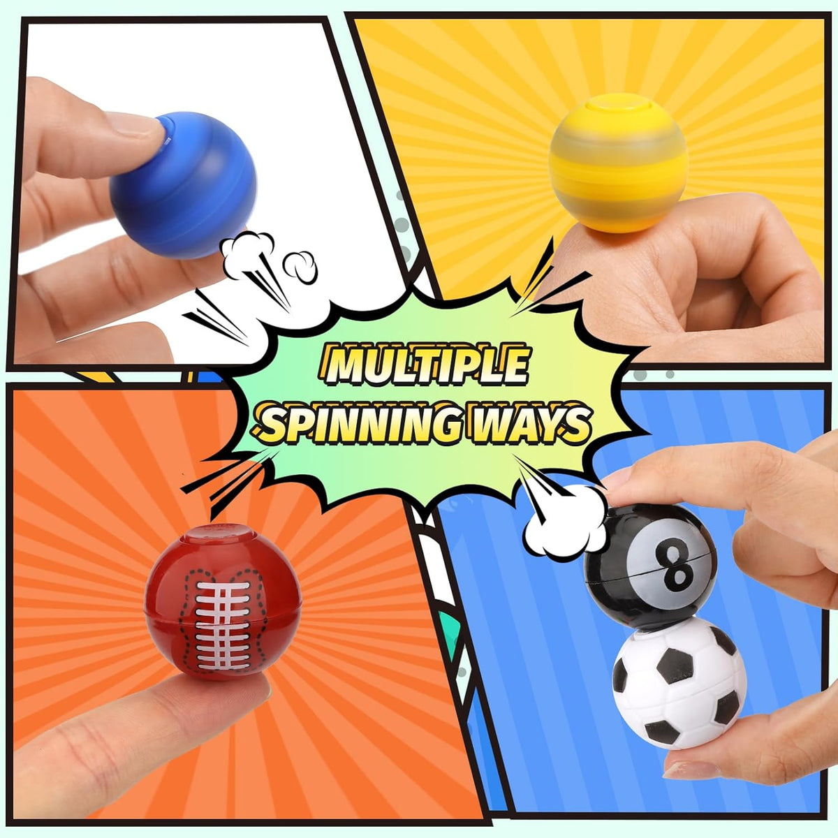 36 PCS Basketball Fidget Spinner, Soccer Ball Stress Relief Toys for Kids Adults, Goodie Bag