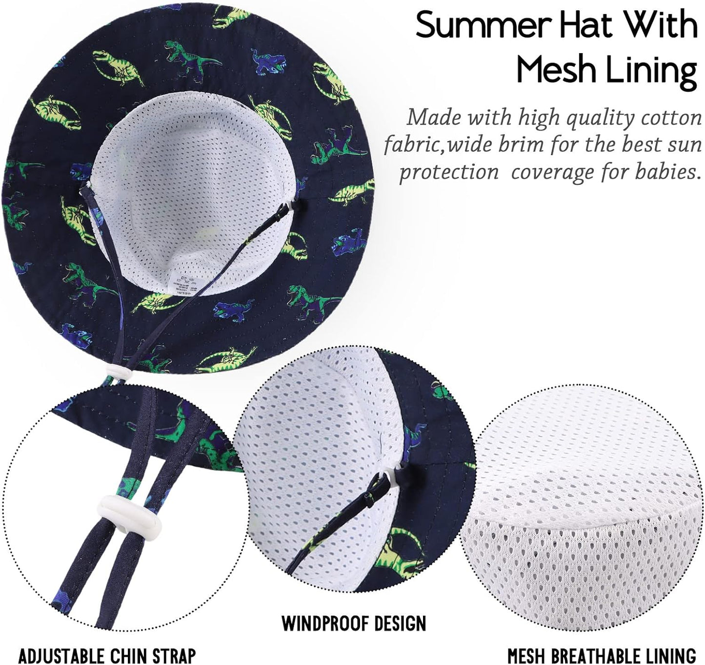 JANGANNSA Cotton Baby Sun Hat Infant Toddler Boys Girls Bucket Hats Summer Sun Protection Kids