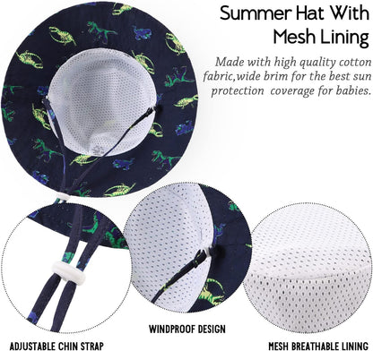 JANGANNSA Cotton Baby Sun Hat Infant Toddler Boys Girls Bucket Hats Summer Sun Protection Kids