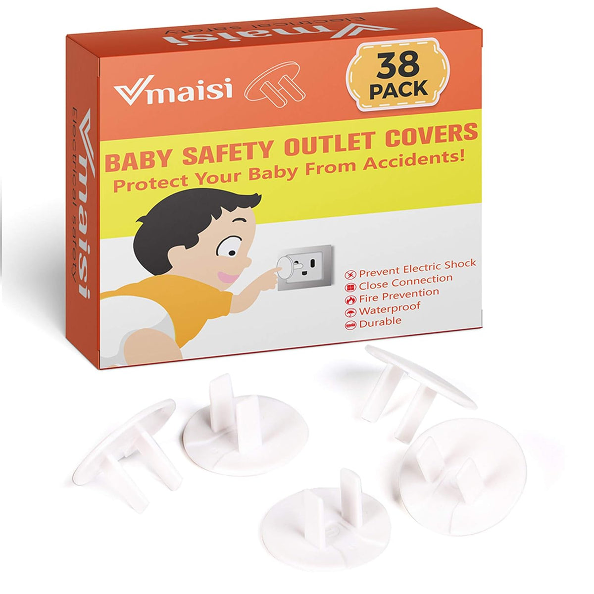 38 Pack Outlet Covers ChildProof Plug Protector - Vmaisi Baby Proofing Electrical Safety Outlet