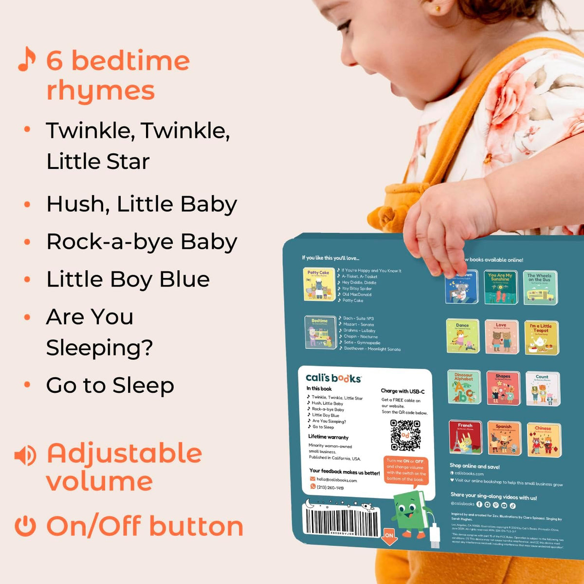 Cali's Books Twinkle Twinkle Little Star – USB-C Rechargeable Musical Book for 1-Year-Old | Sound