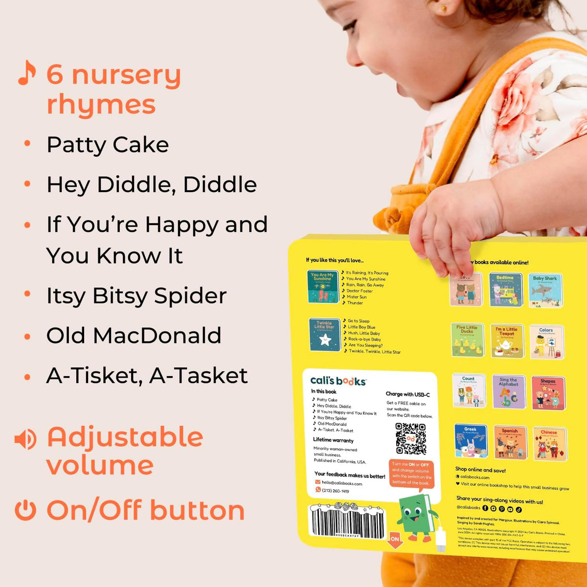 Cali's Books Patty Cake Nursery Rhymes. Interactive Books for 1 Year Old. Sound Book for Toddlers