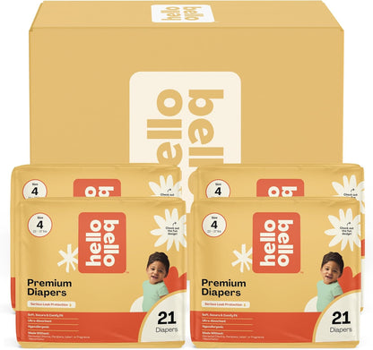 Hello Bello Premium Diapers, Size 4 (22-37 lbs) Surprise Pack for Boys - 84 Count, Hypoallergenic
