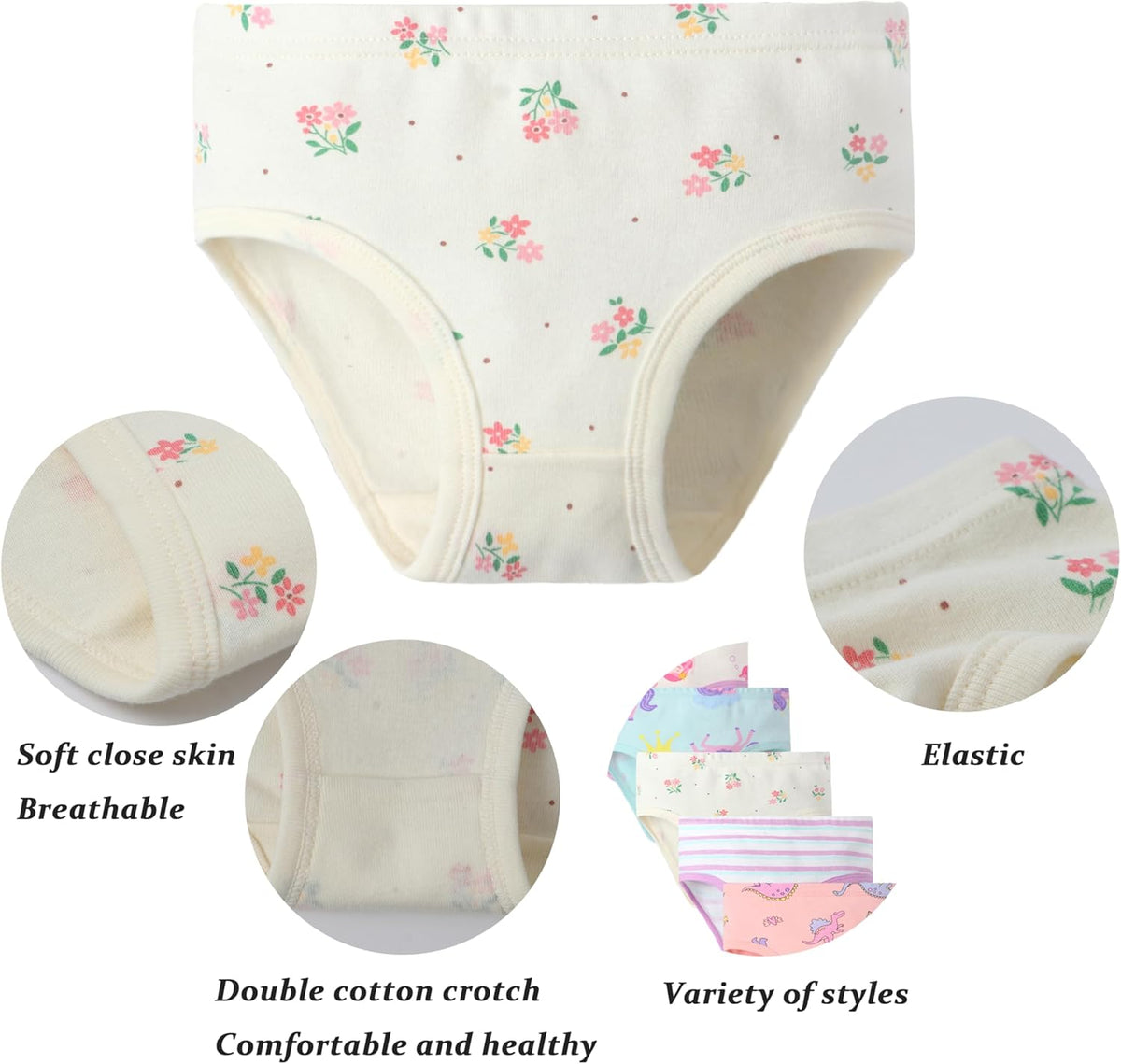 Boboking Soft Cotton Underwear Toddler Girls'Briefs Soft Undies