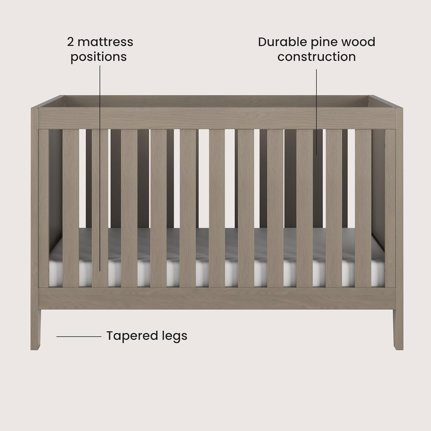 Child Craft Kieran 3 in 1 Convertible Crib, Baby Crib Converts to Day Bed, Toddler Bed, 3
