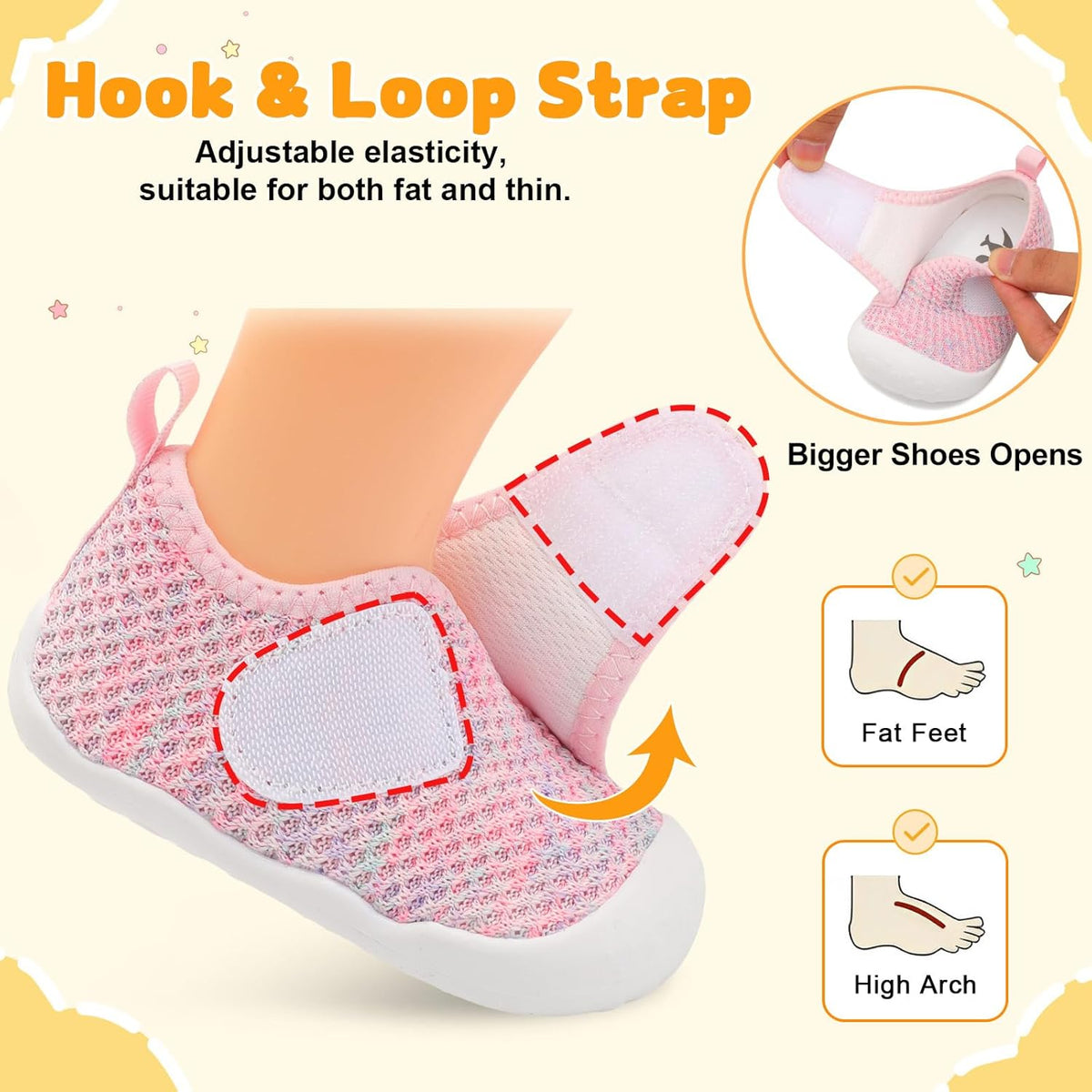 FEETCITY Baby First Walking Shoes Wide Baby Shoes Infant Sneakers Newborn Crib Shoe Barefoot