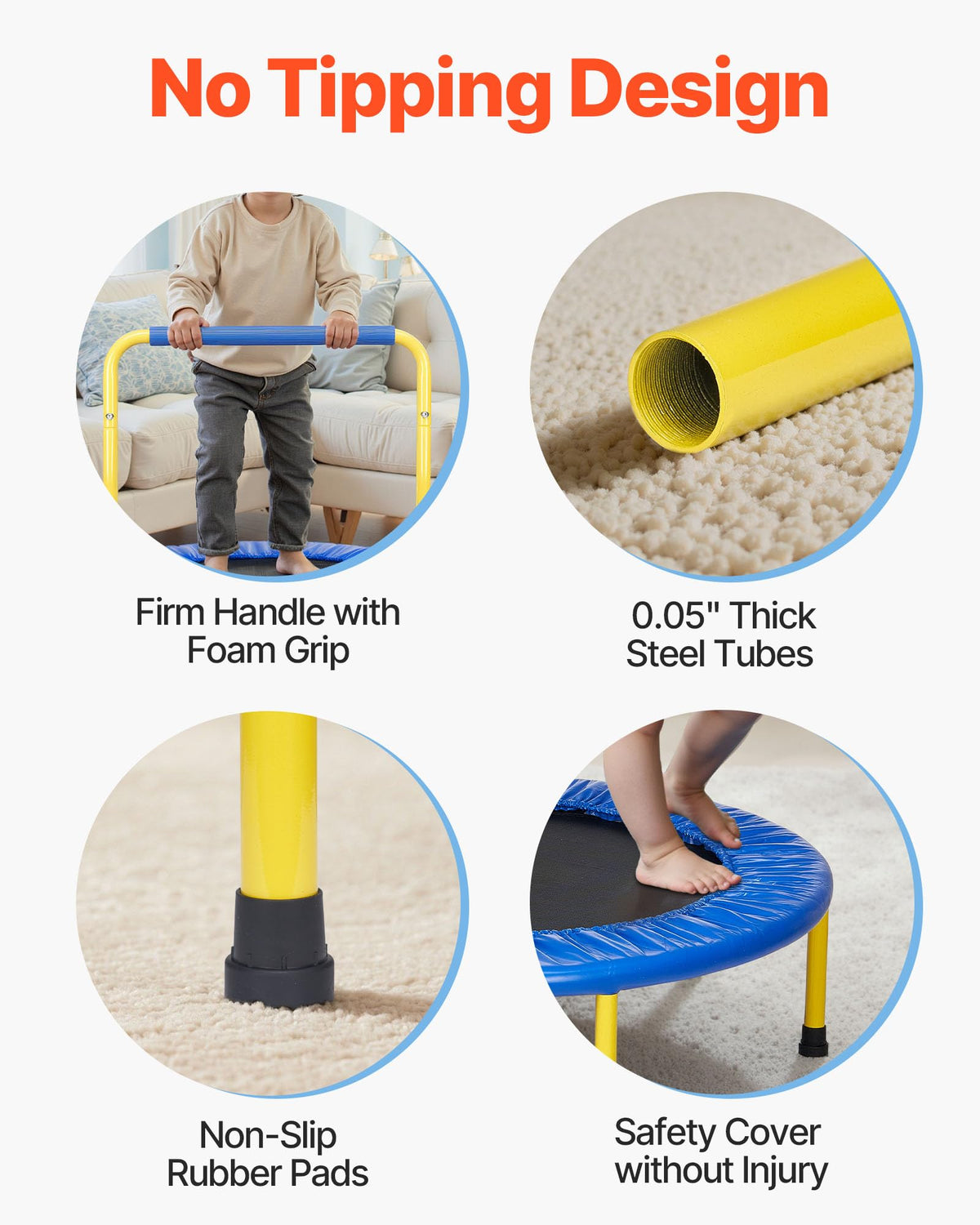 VEVOR 3FT Trampoline for Kids, 36" Trampolines Indoor/Outdoor Trampoline for Toddlers, Foldable