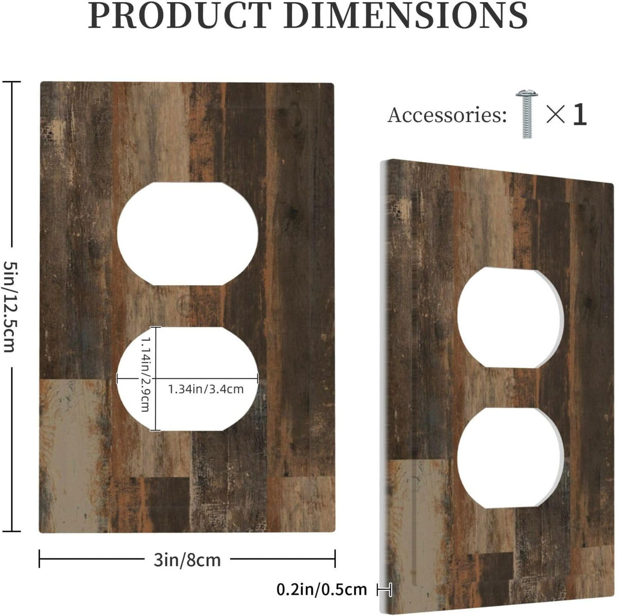 Rustic Brown Wood Grain Dark Oak Outlet Covers 1 Gang Duplex Light Switch Cover Decorative Switch