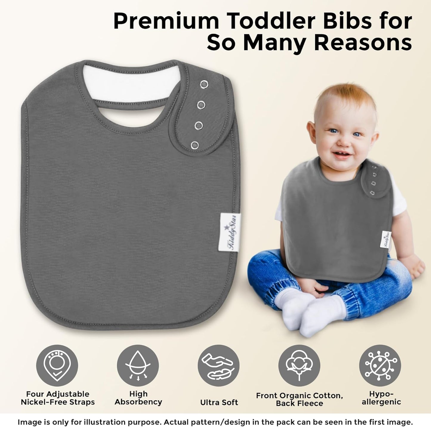 Organic Cotton Baby Bibs – Soft Teething & Drool Bib for Newborns & Toddlers – Hypoallergenic