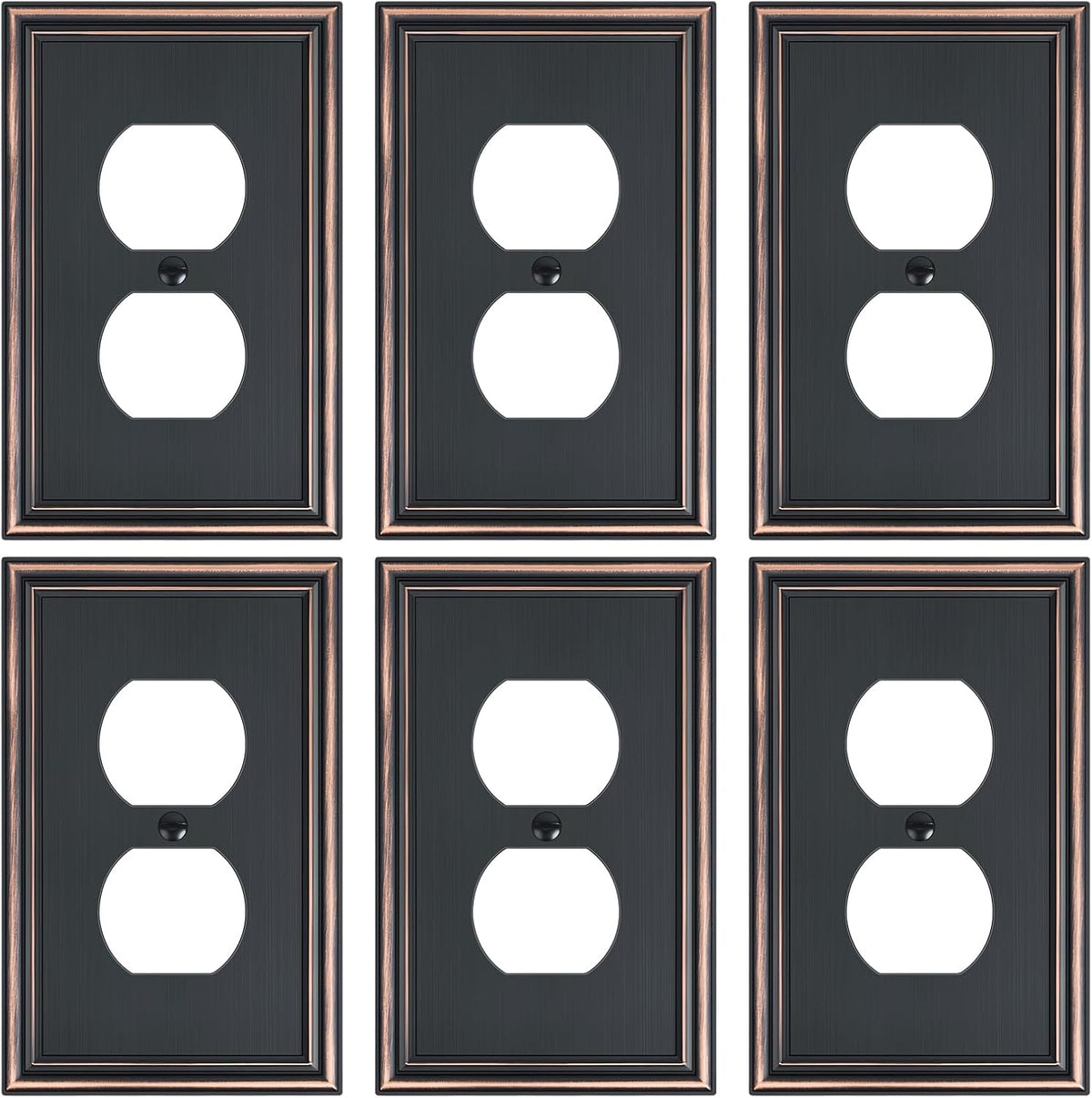 6-Pack Single Duplex Outlet Cover Plate, Decorative Aged Bronze Switch Plates and Outlet Covers